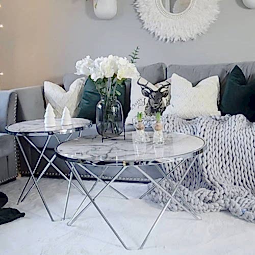 Light Gümüş Orta Sehpa | Ertaş Granit - Mermer Masa - Modoko - Masko