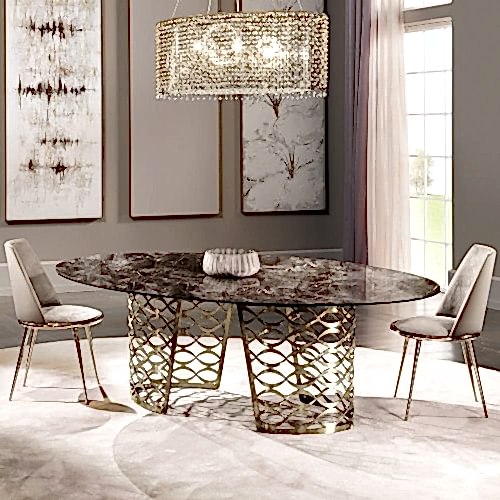 Emperador Dark Yemek Masası | Ertaş Granit - Mermer Masa - Modoko - Masko